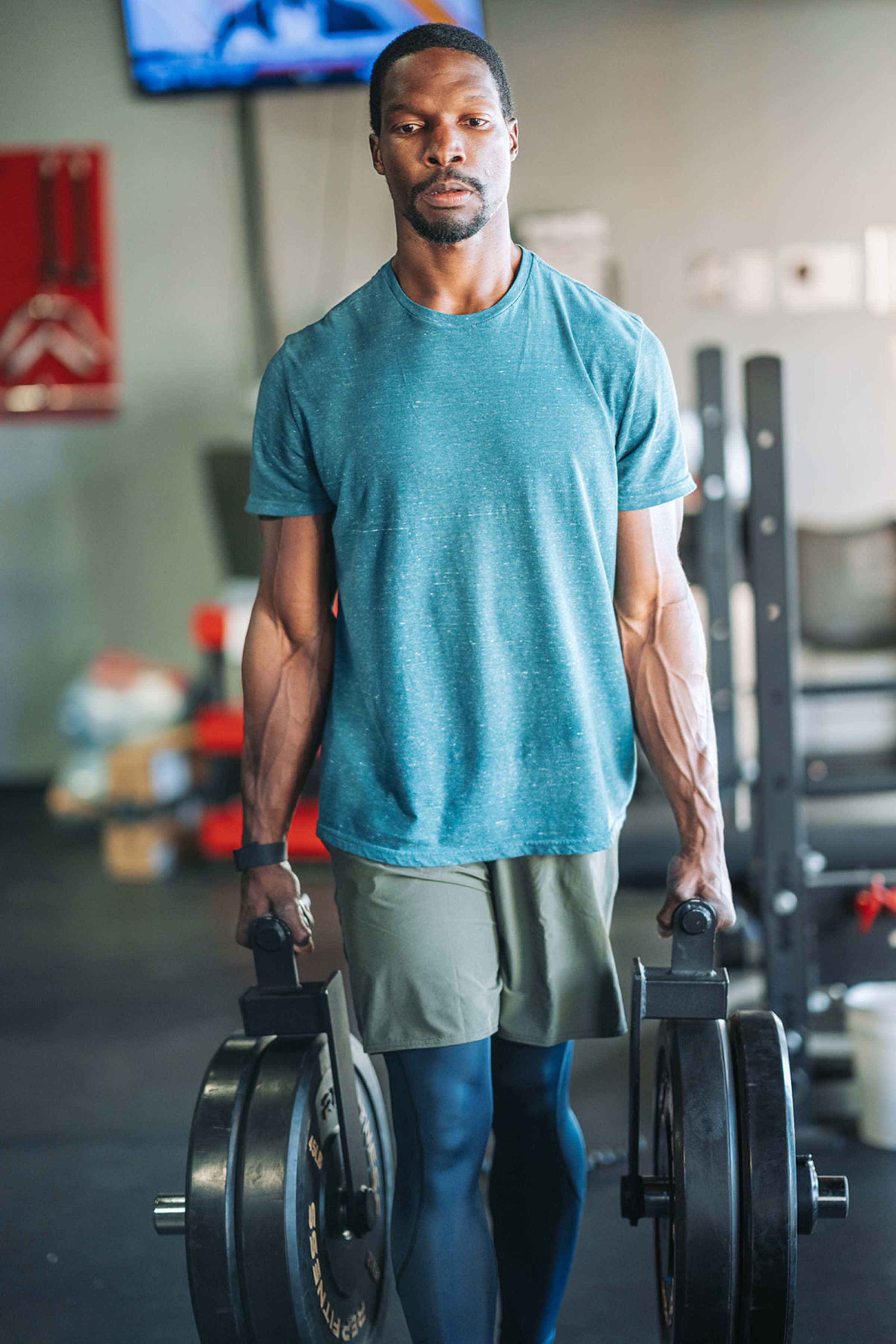 Fitness portrait with New Mexico landscape, athletic editorial photography