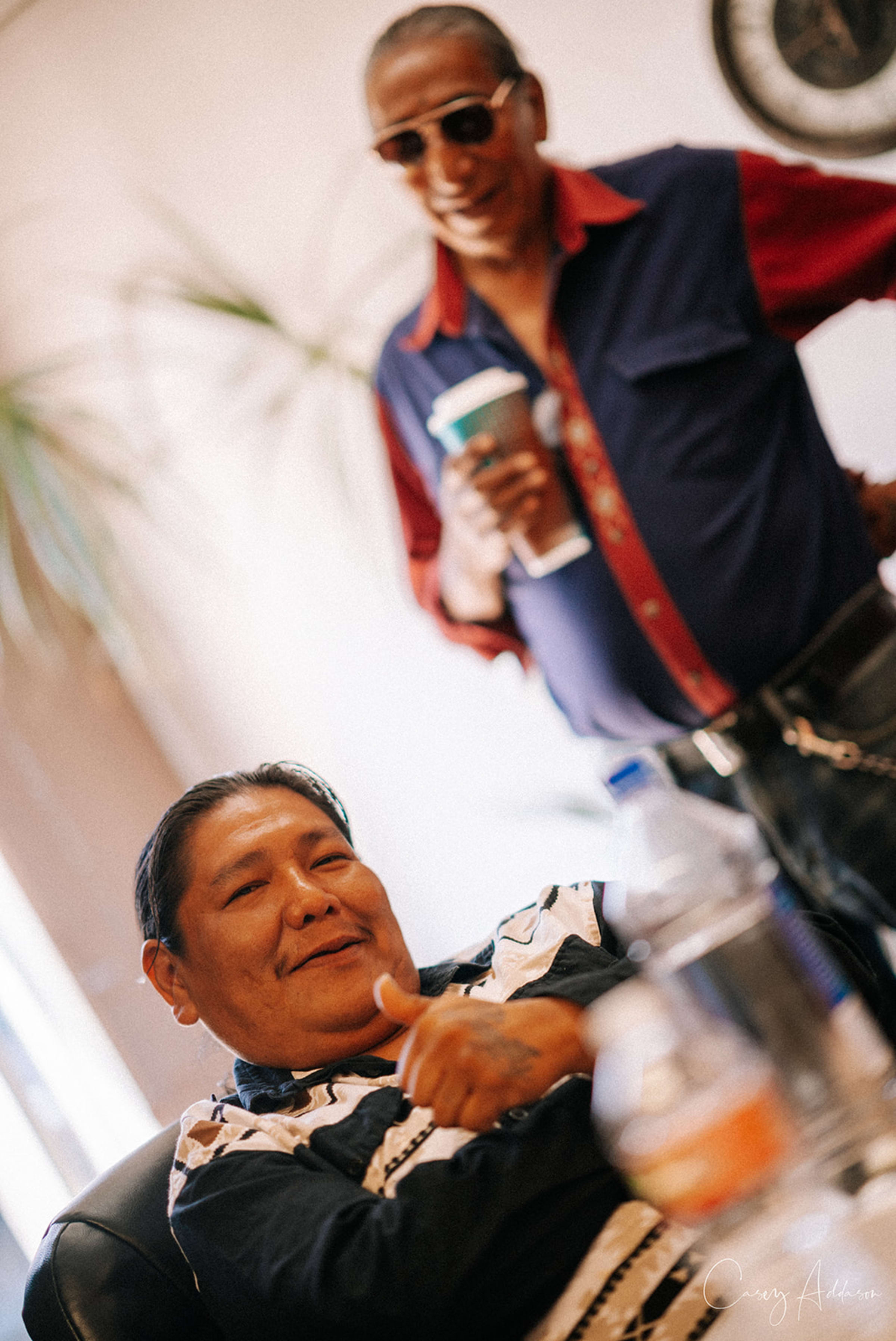 Behind the scenes production photography, Santa Fe — quiet moment between performers