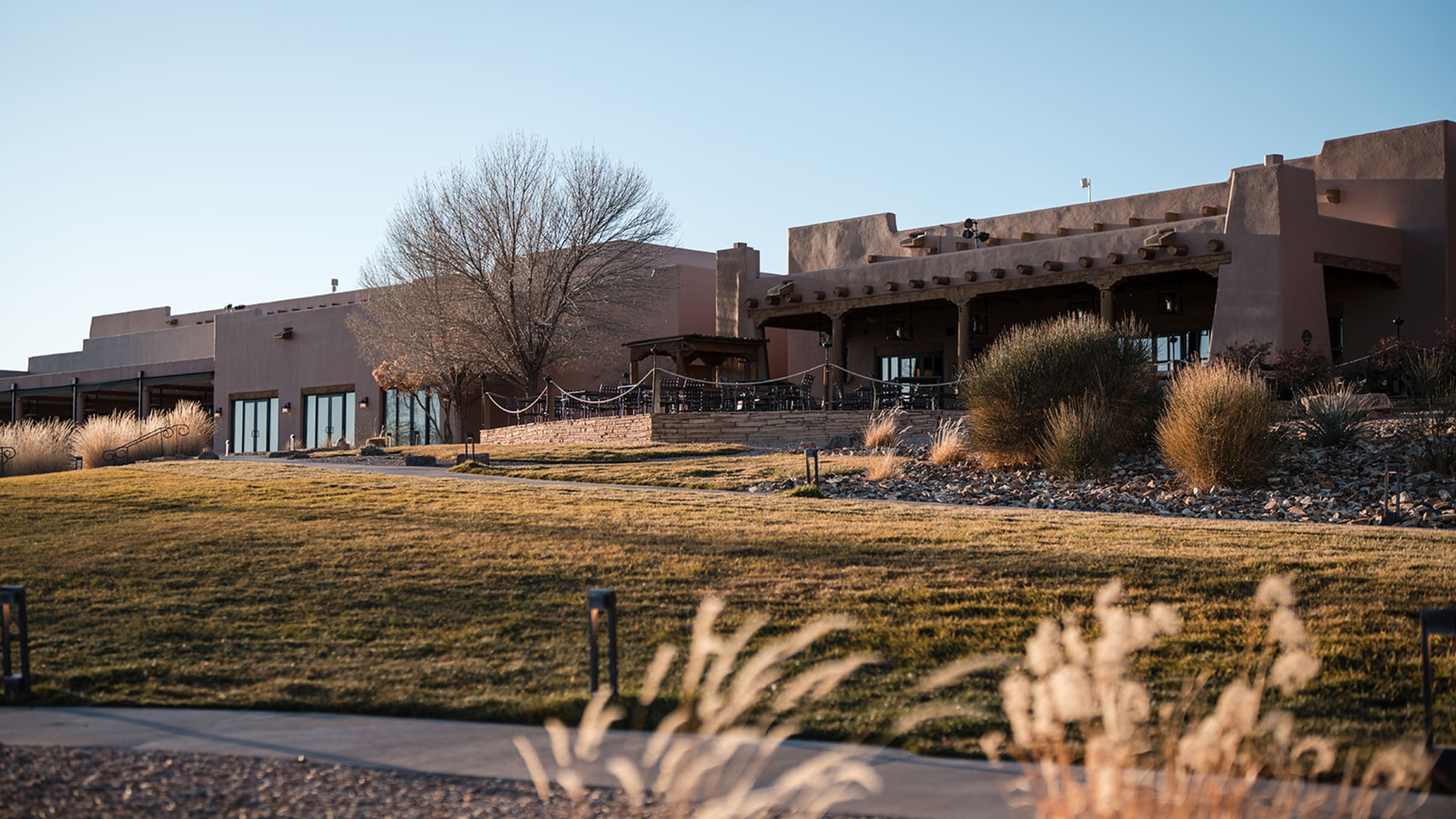 Adobe resort venue at golden hour, New Mexico — Casey Addason Photography