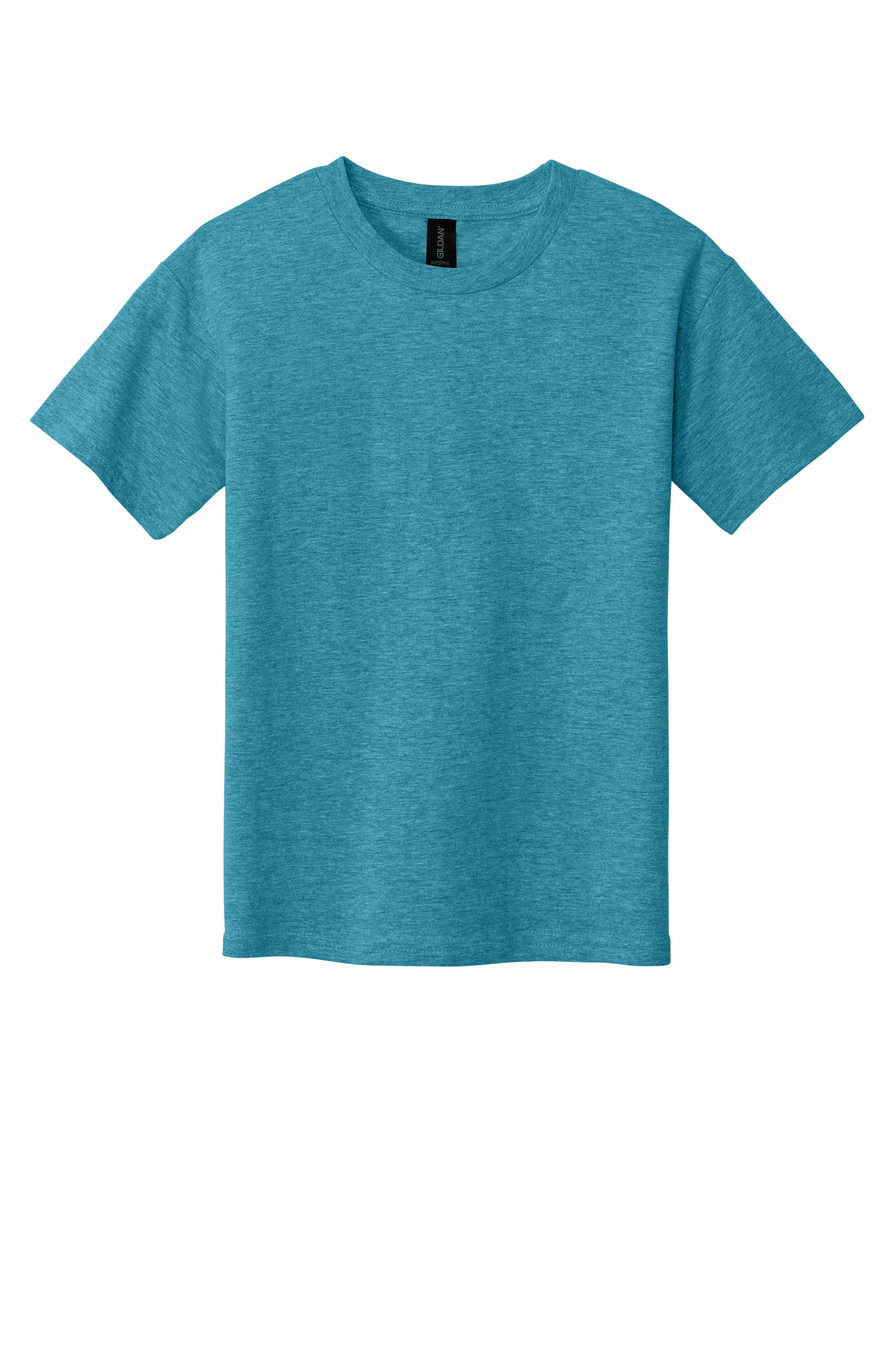 Gildan 64000B Youth Softstyle T-Shirt – Heather Galapagos Blue, 100+ pieces, Blank