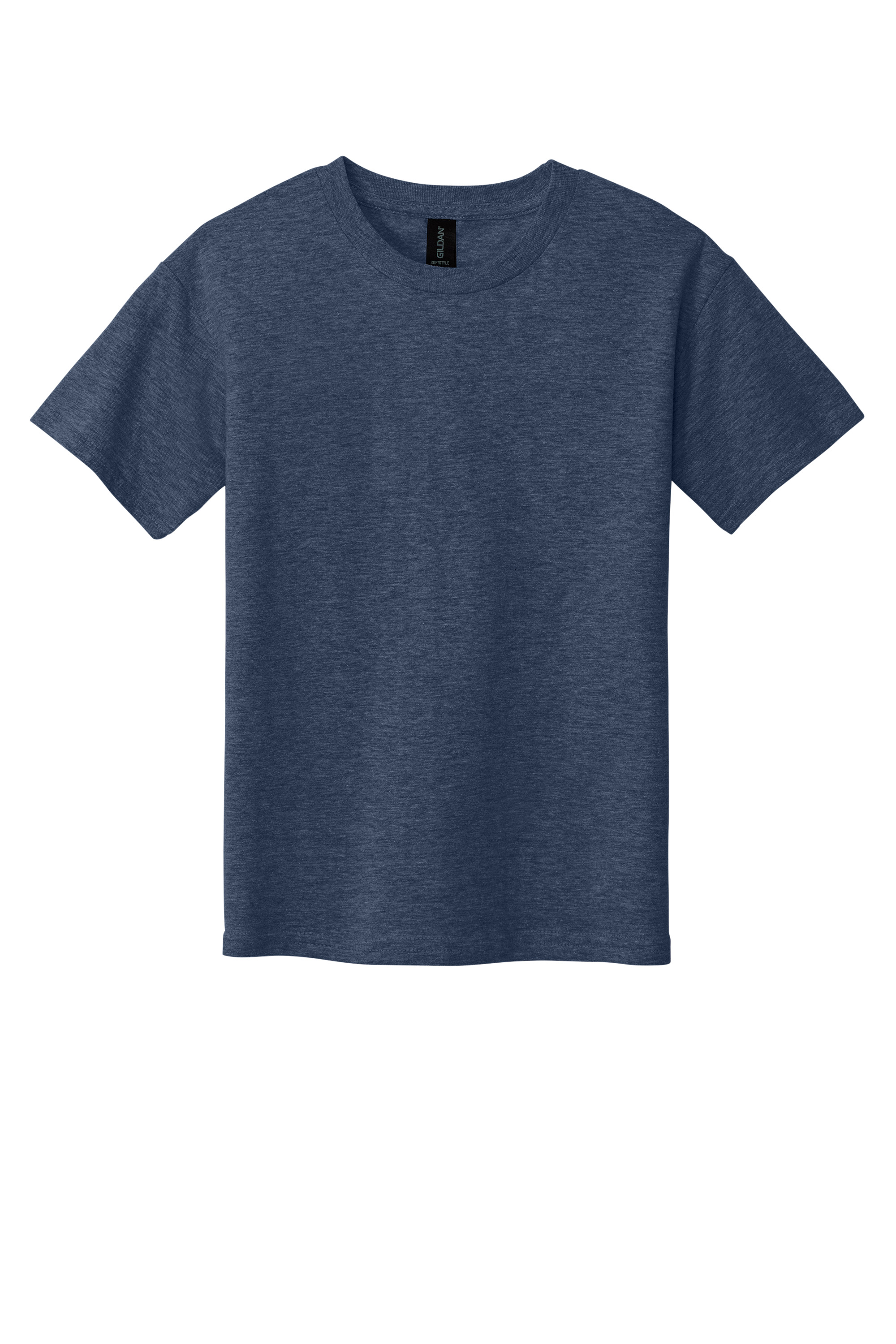 Gildan 64000B Youth Softstyle T-Shirt – Heather Navy, Custom Qty, Blank