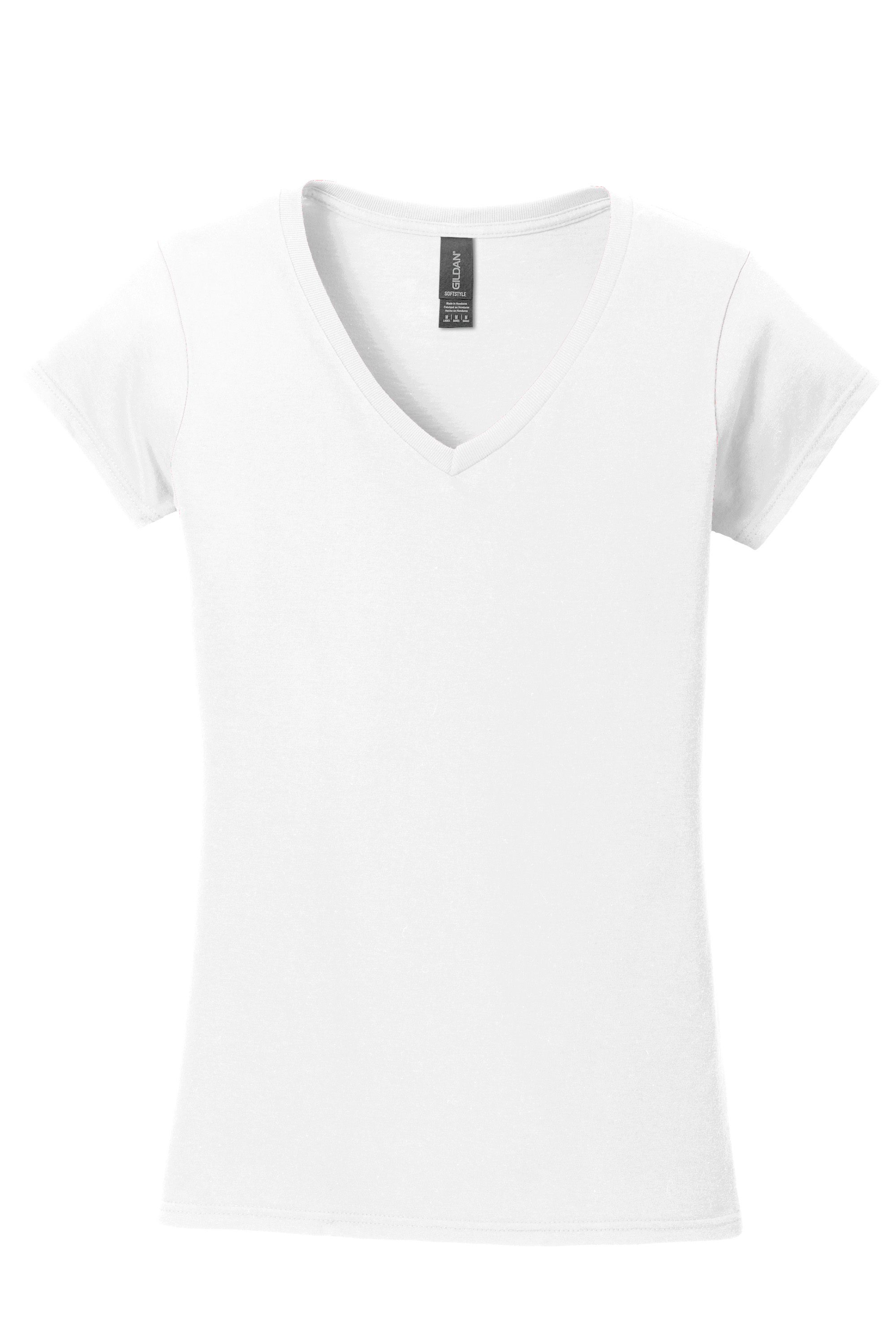 Gildan G64V00L Softstyle Women's V-Neck T-Shirt – White, 24-47 pieces, Blank