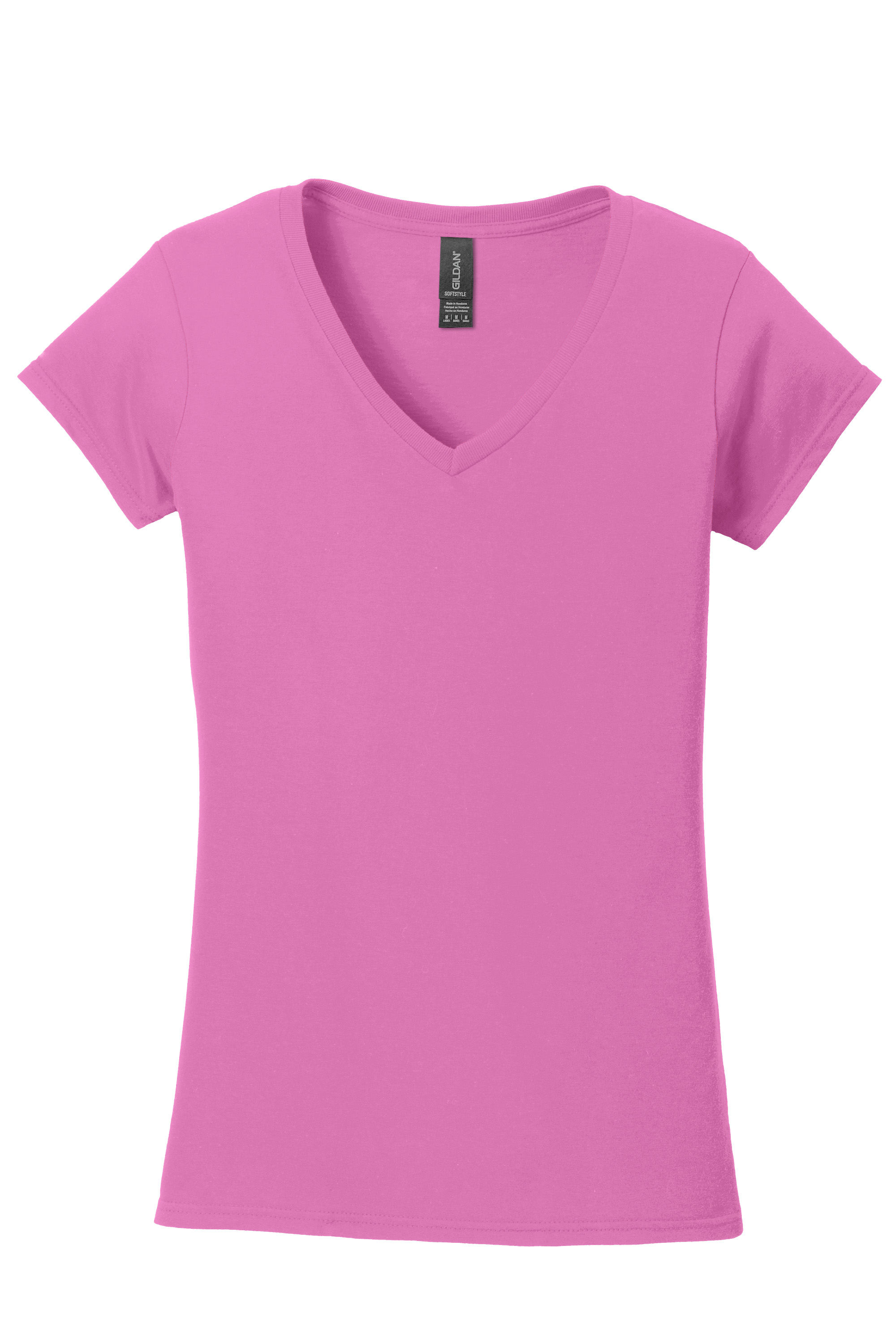 Gildan G64V00L Softstyle Women's V-Neck T-Shirt – Azalea, 9-12 pieces, Blank