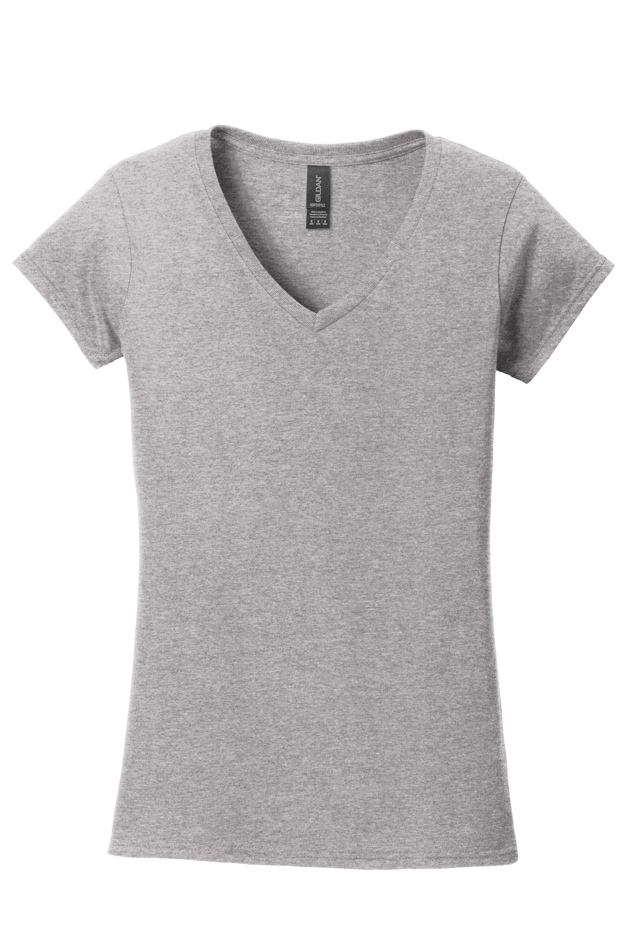 Gildan G64V00L Softstyle Women's V-Neck T-Shirt – Sport Grey, 100+ pieces, Blank