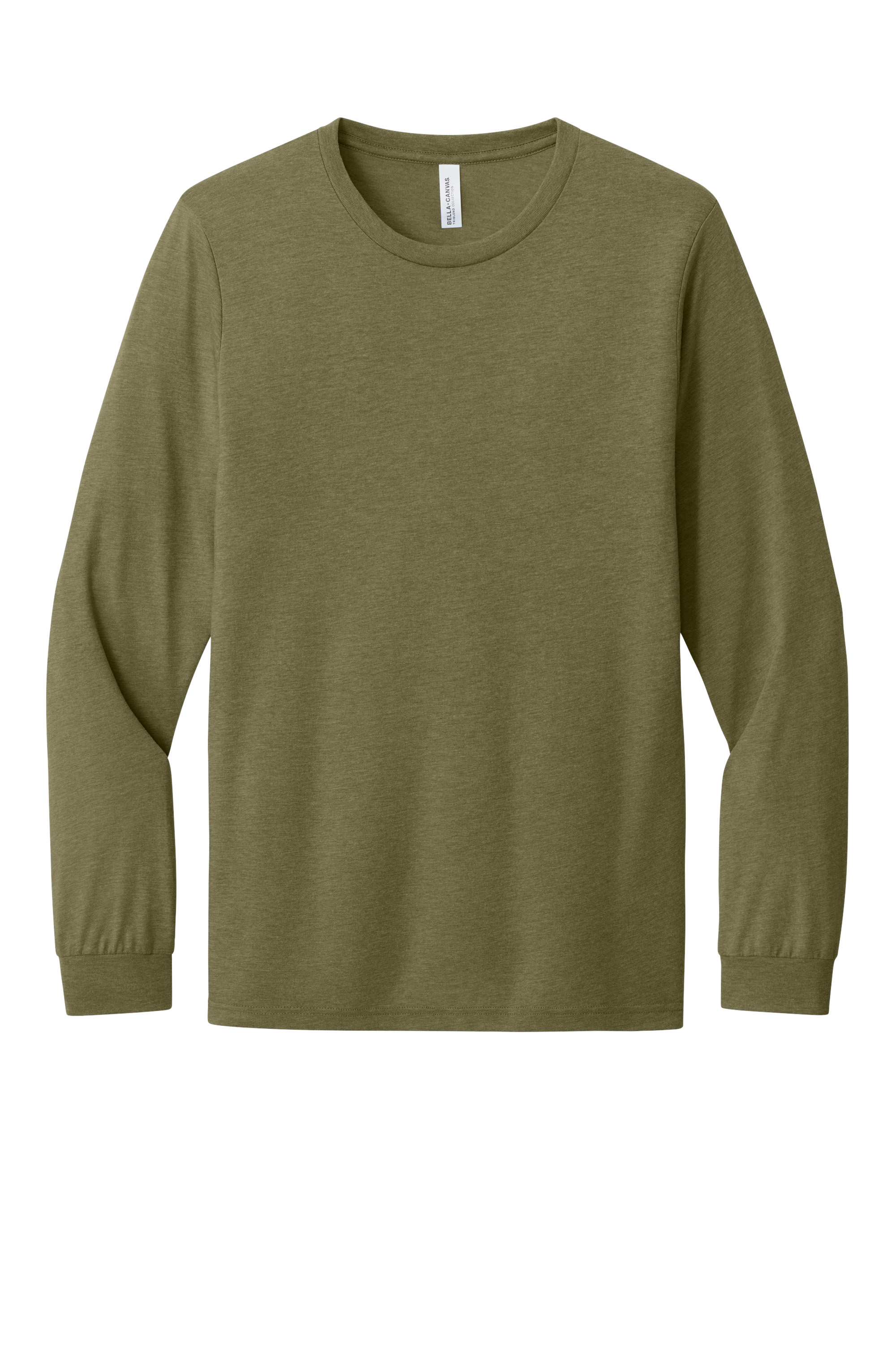 Bella+Canvas BC3513 Unisex Triblend Long Sleeve Tee – Olive Triblend, 16-20 pieces, Blank