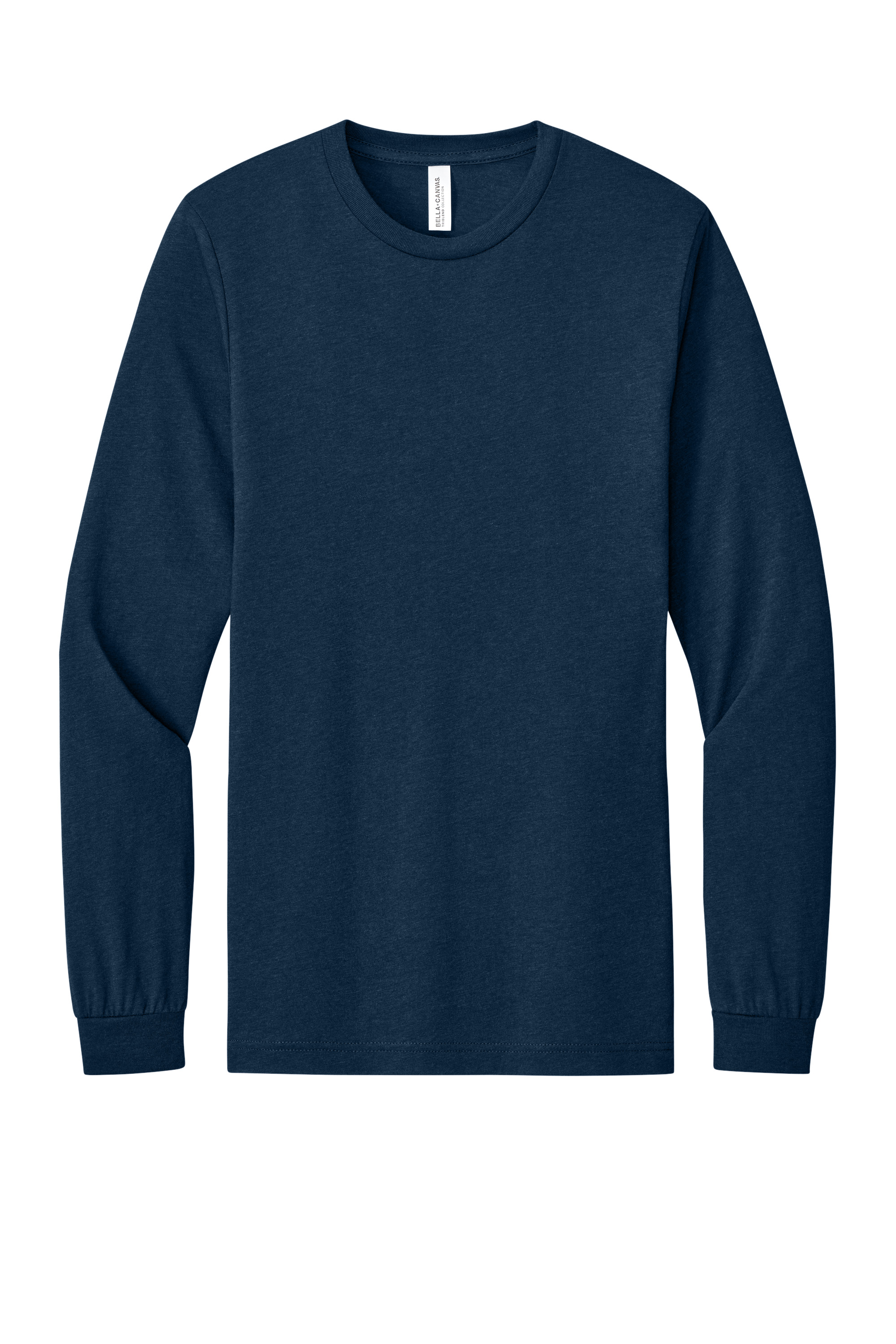 Bella+Canvas BC3513 Unisex Triblend Long Sleeve Tee – Solid Navy Triblend, 4-8 pieces, Blank