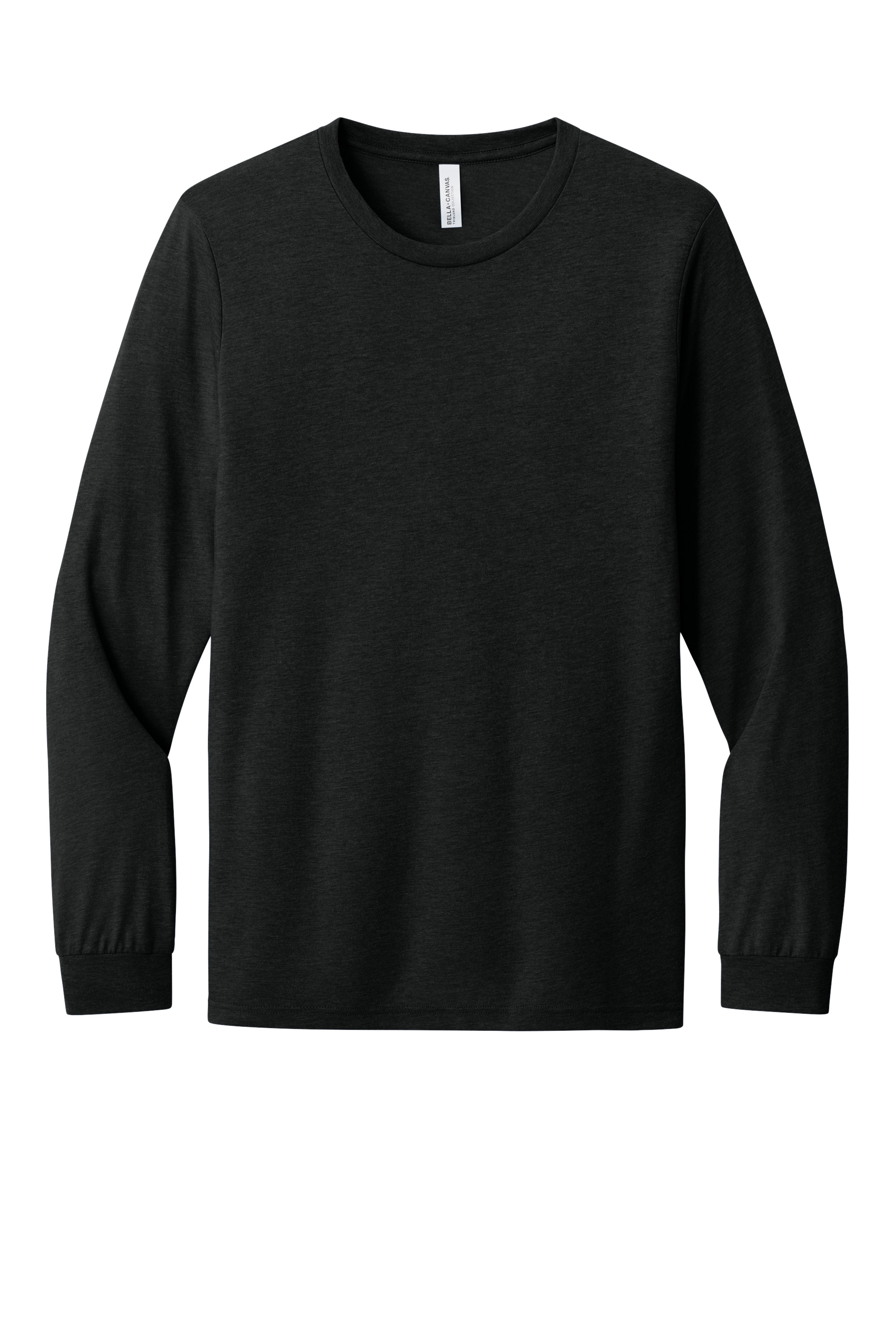 Bella+Canvas BC3513 Unisex Triblend Long Sleeve Tee – Black Heather Triblend, 13-15 pieces, Blank