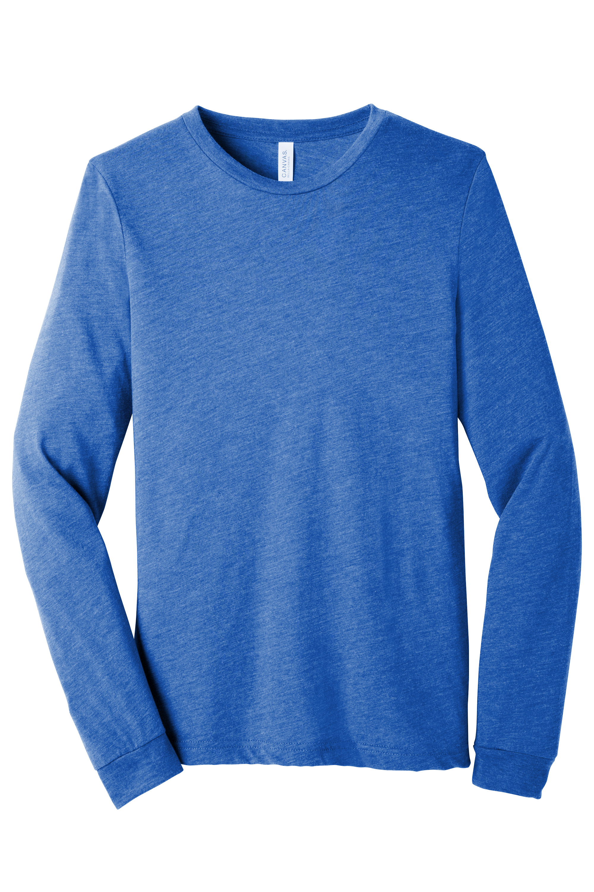 Bella+Canvas BC3513 Unisex Triblend Long Sleeve Tee – True Royal Triblend, Custom Qty, Blank