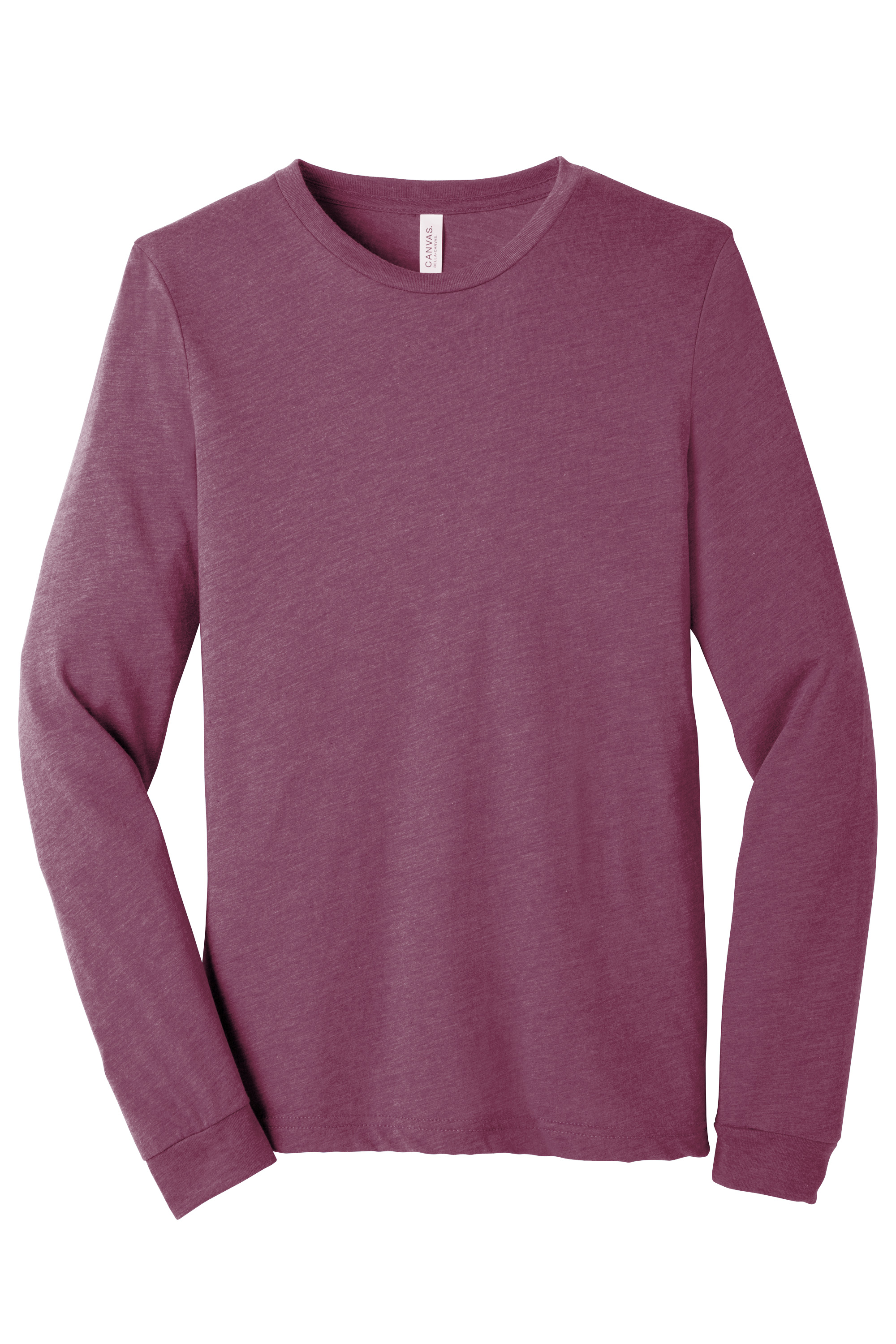 Bella+Canvas BC3513 Unisex Triblend Long Sleeve Tee – Maroon Triblend, 21-23 pieces, Blank