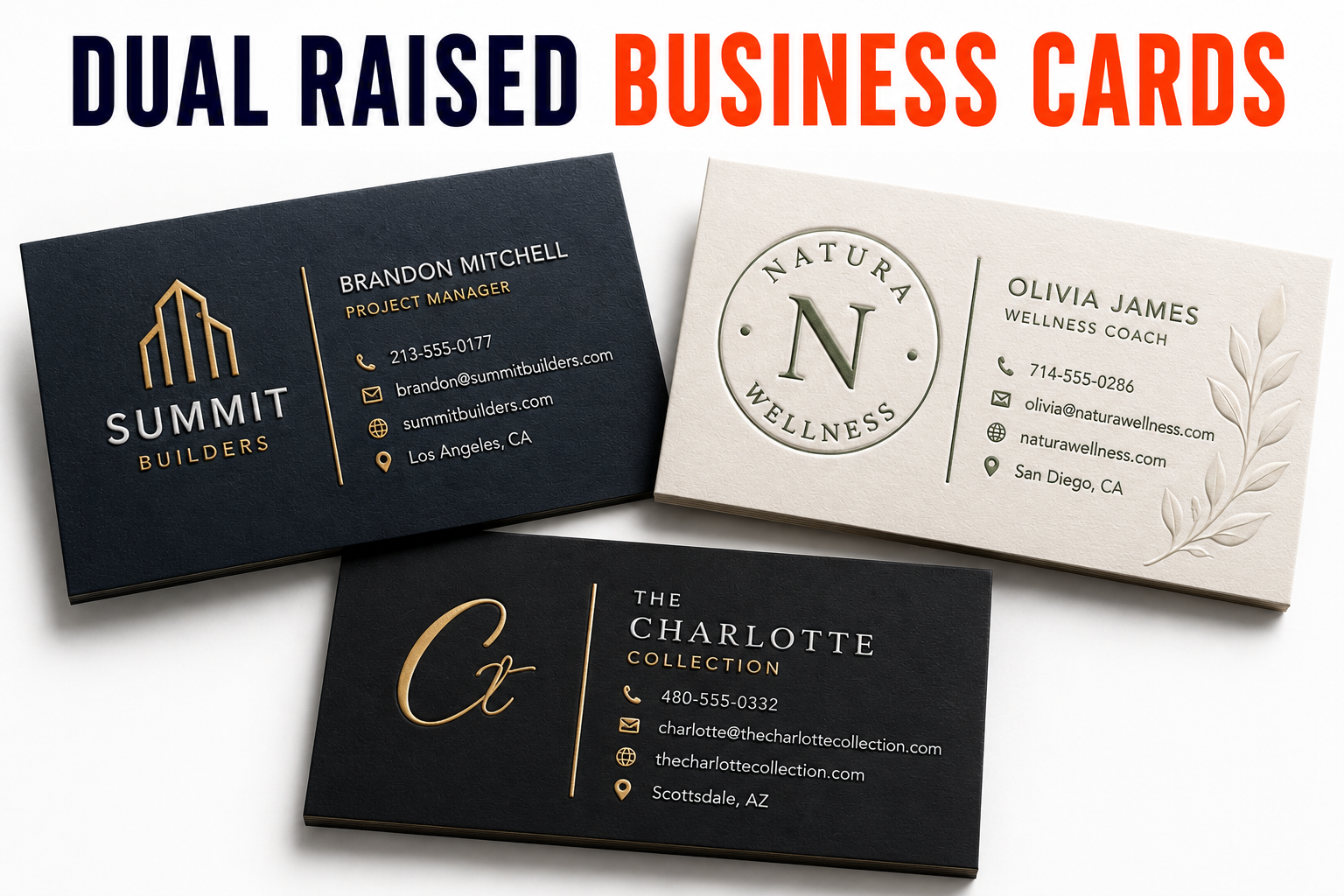 Dual Raised Business Cards -16PT C25 — 2 x 3.5