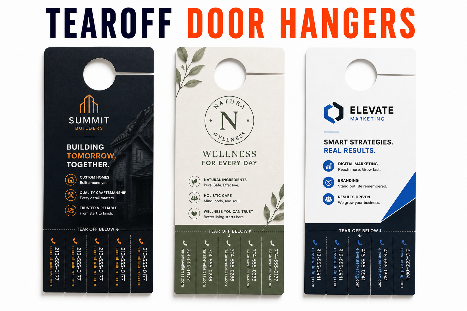 Tearoff Door Hangers  - 100LB Gloss Book - No Die Cut — 3.5 x 8.5