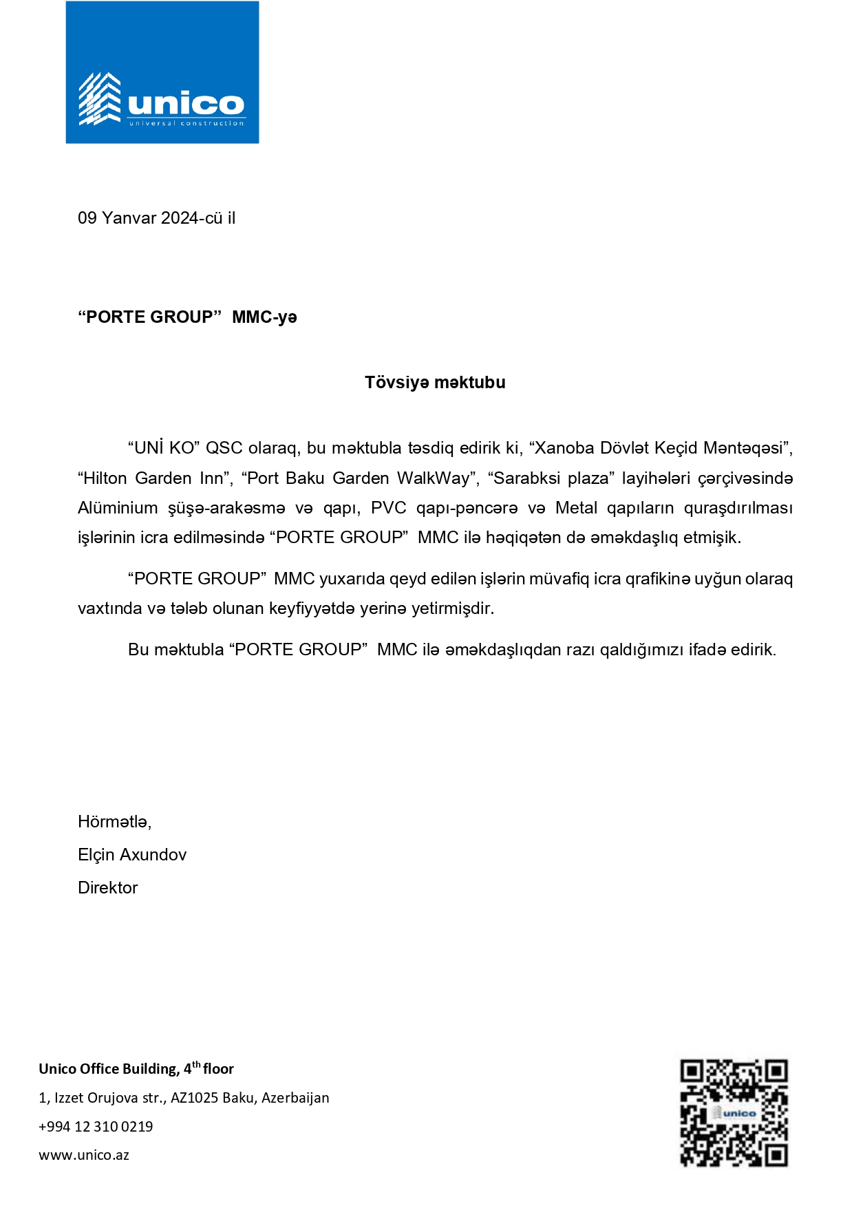 UniCO Universal Construction