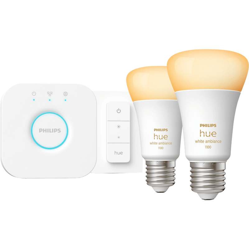 Philips Hue White Ambiance -aloitupakkaus, 2 kpl E27, älykytkin + Hue Bridge