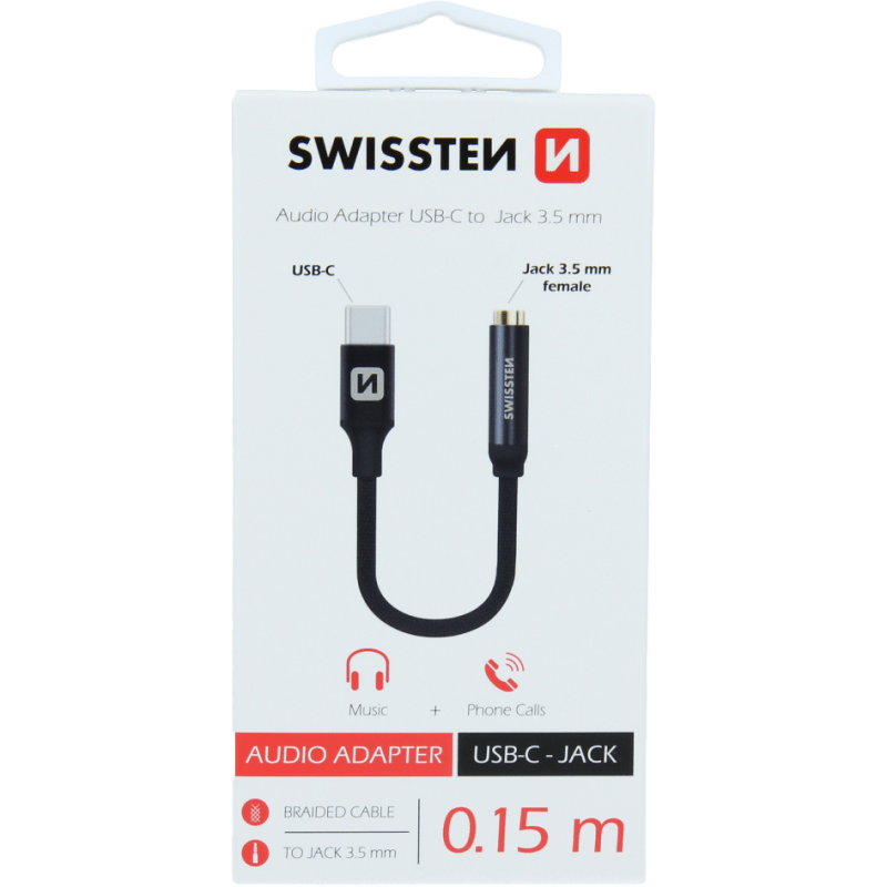 Swissten USB-C - 3,5 mm -adapteri