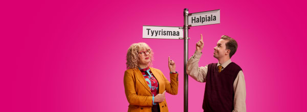 Takuuhinta-kampanjakuva, jossa on mies hakku kädessä