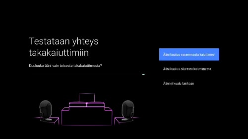 Kuva takakaiuttimien testaus