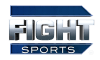 Metallinen FIGHT SPORTS -teksti sinisellä taustalla ja oikealle osoittavilla nuolilla.
