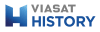 Viasat History -logo, jossa on iso sininen H-kirjain ja sanat Viasat History harmaalla ja sinisellä tekstillä.