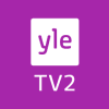 Yle TV2:n logo valkoisella tekstillä violetilla taustalla.