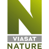 Viasat Nature -logo, jossa on iso vihreä N-kirjain ja alla VIASAT NATURE -teksti.
