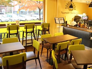 Kahvilan pöydän ääressä halutaan nauttia kupposen ja nisun lisäksi myös toimivasta wifi-yhteydestä. Kuva: Naantalin Aurinkoinen