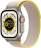 Apple Watch Ultra (GPS + Cellular, 49 mm), Titaanikuori ja keltainen/beige Trail-ranneke (S/M)