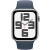 Apple Watch SE (GPS 44 mm), Hopeanvärinen alumiinikuori ja myrskynsininen urheiluranneke, M/L