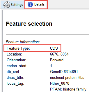 Feature selection in SeqBuilder Pro