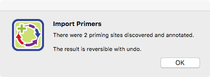 SeqBuilder Pro Import Primers popup