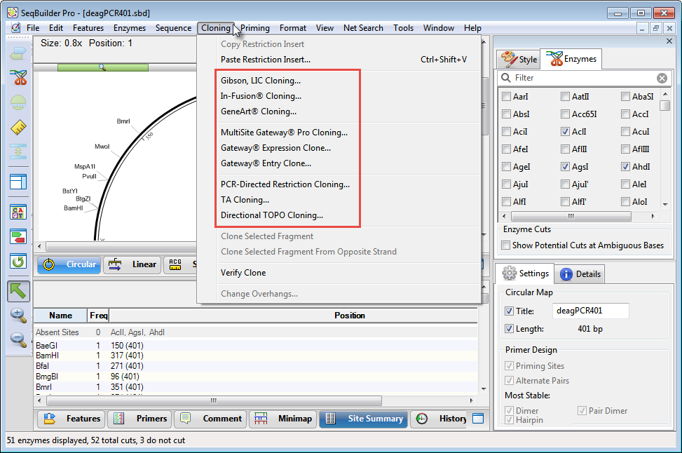 Lasergene Molecular Biology Software for Automated Virtual Cloning