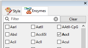 SeqBuilder Pro Enzymes panel
