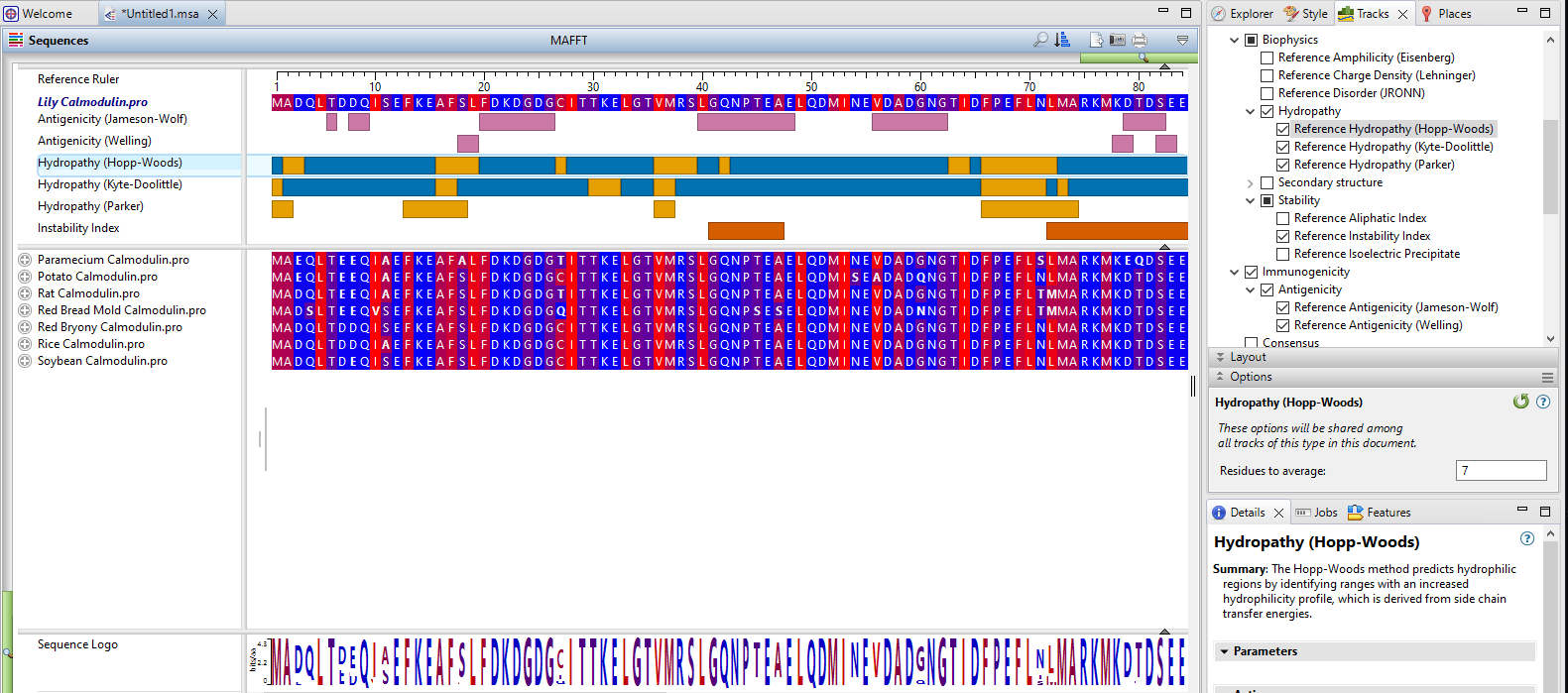 MAP_protein_alignment Alignment in MegAlign Pro with protein analysis tracks