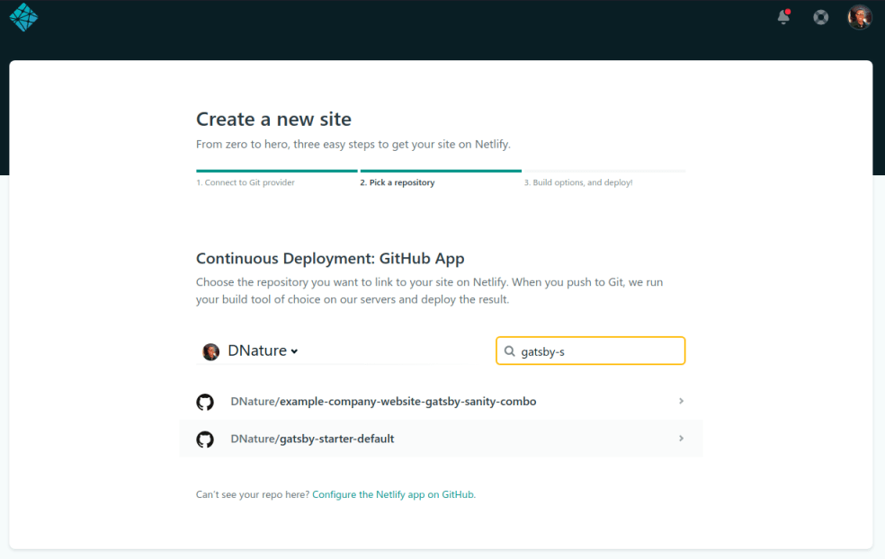 select your repository
