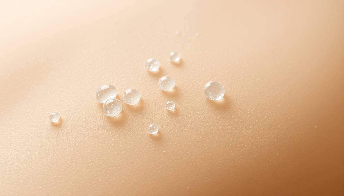 clean filtered water flowing from modern shower head with healthy glowing skin in background