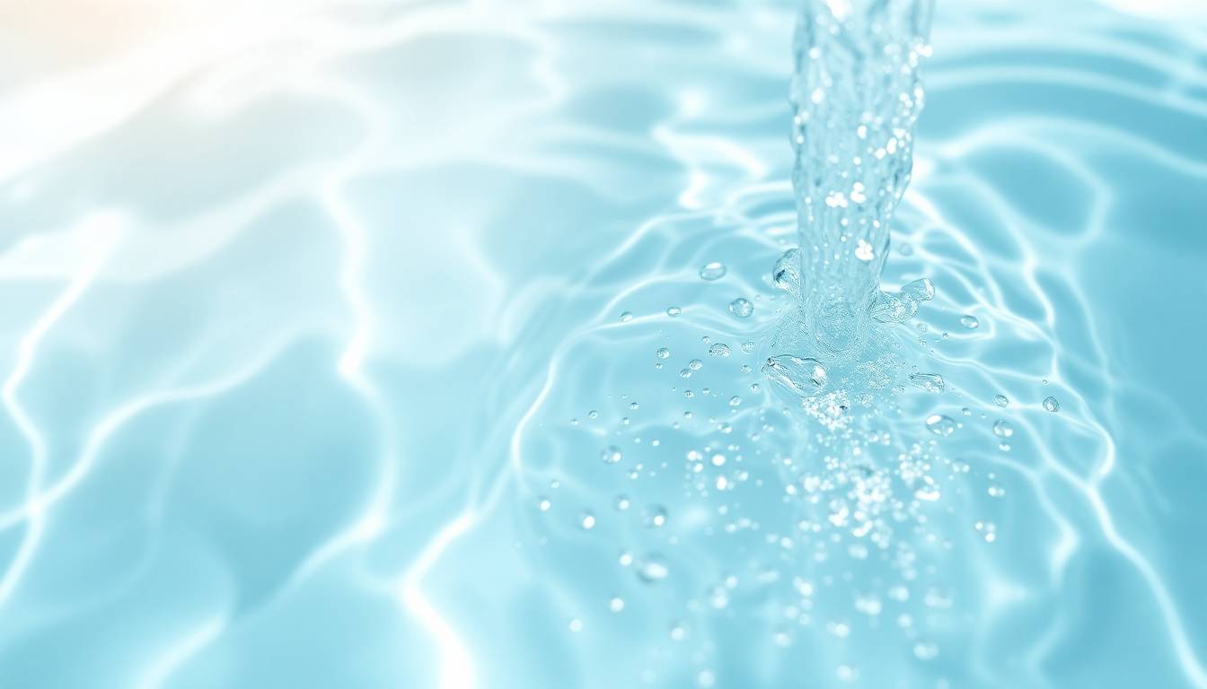 Clean water flowing from a shower head with healthy skin texture in background