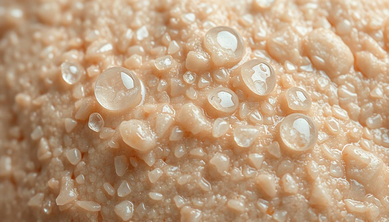 Close-up of premature wrinkles and skin texture affected by hard water exposure