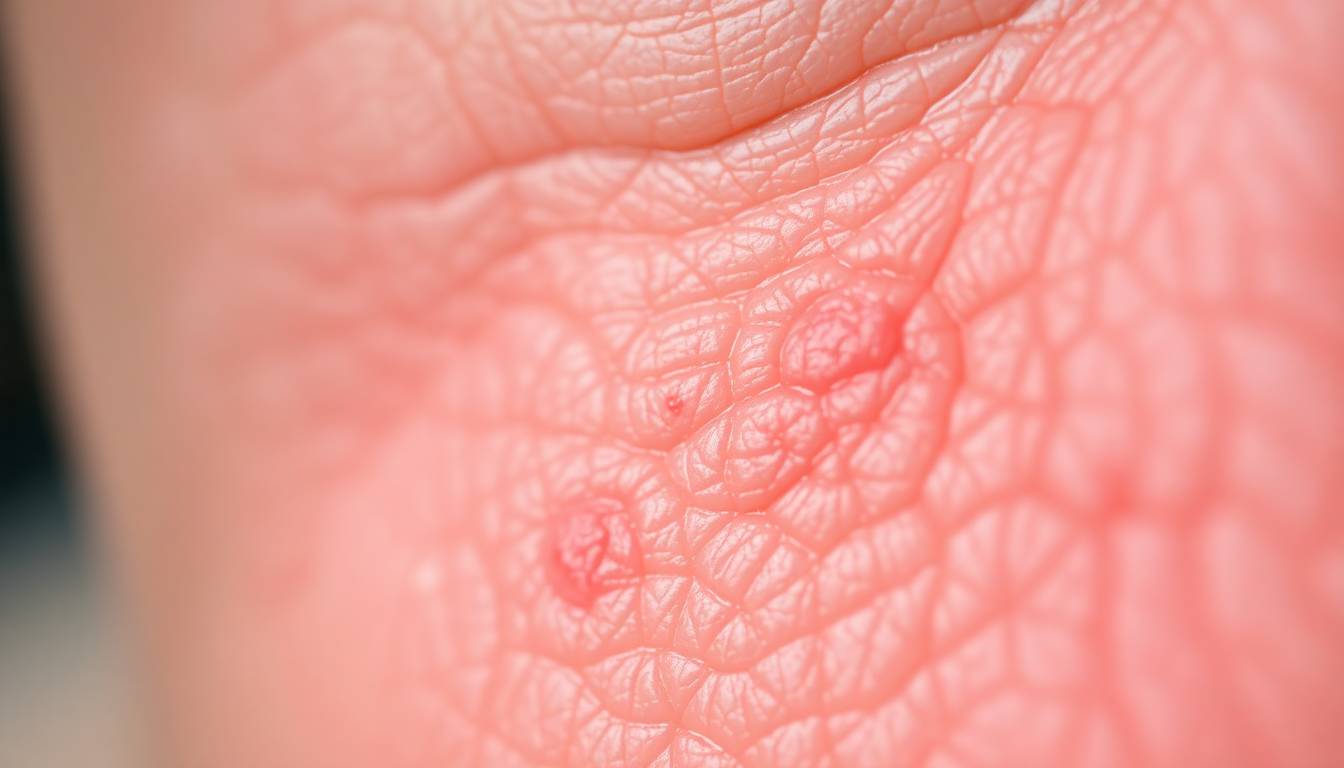 Close-up of irritated, red, sensitive skin with visible inflammation and sensitivity reactions