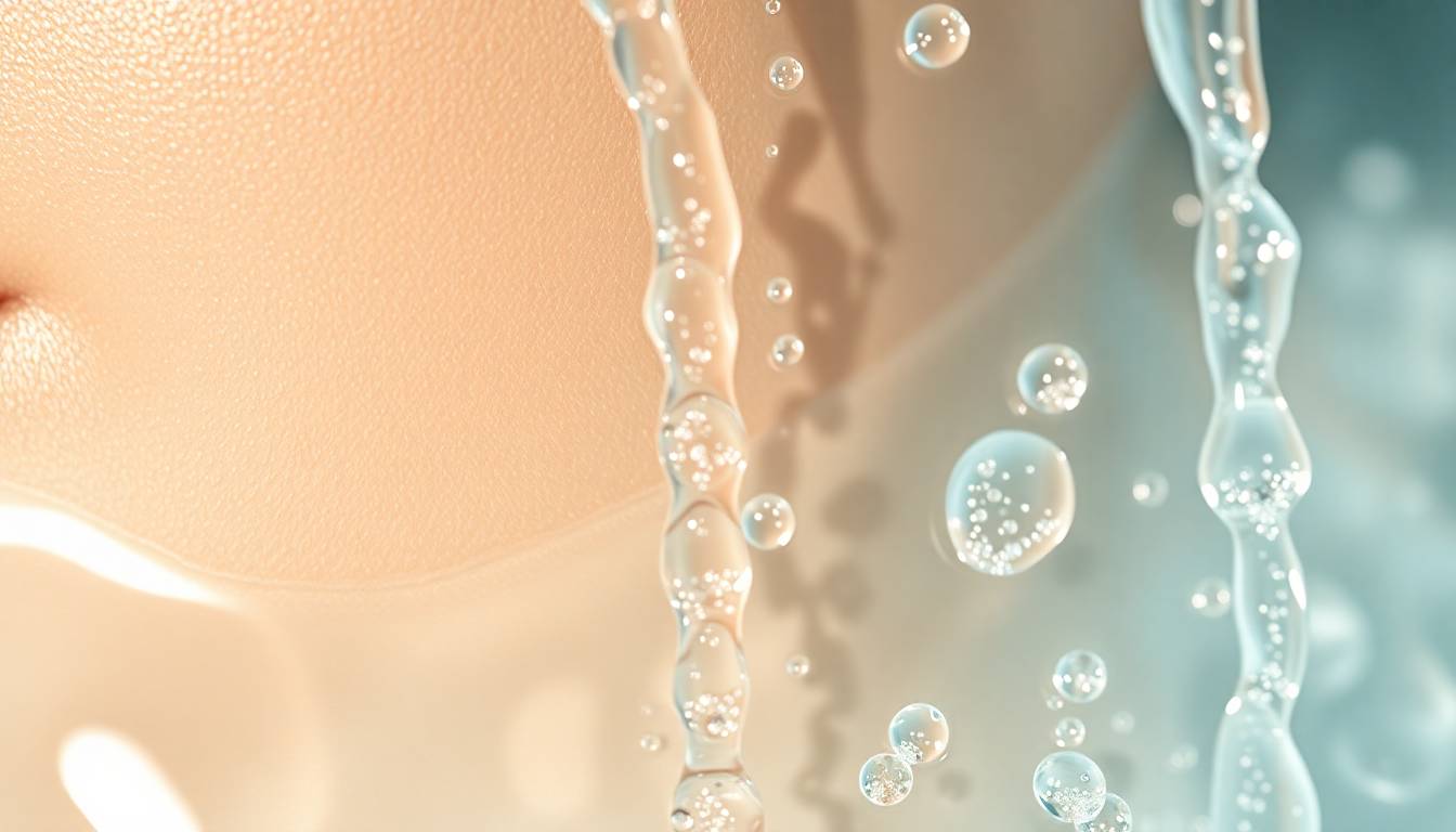 clean, crystal-clear filtered water droplets with healthy skin radiance and vitality