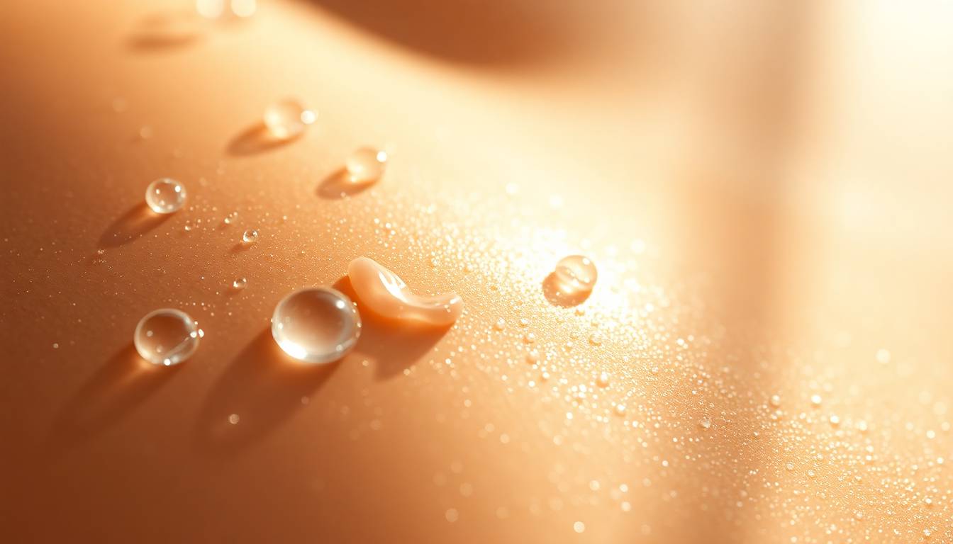 crystal clear soft filtered water droplets on healthy glowing skin texture