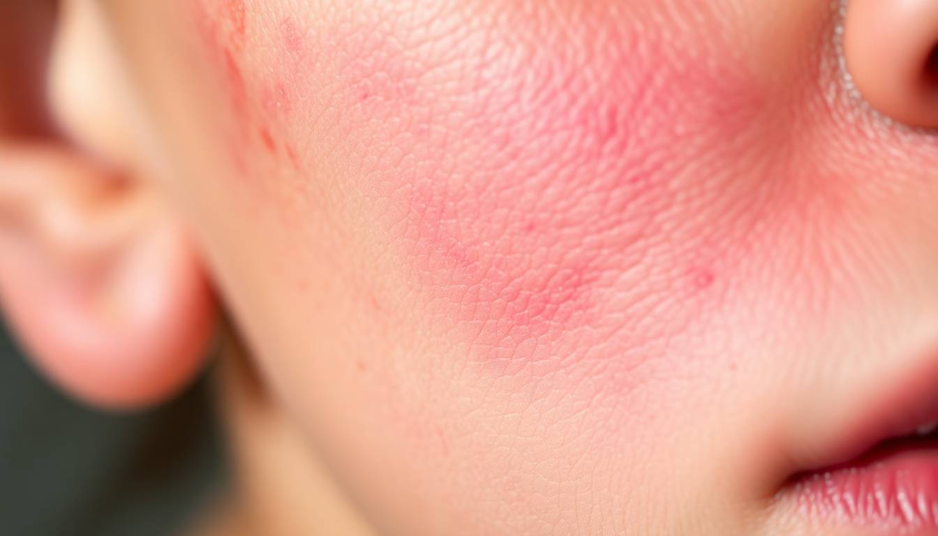 close-up of irritated sensitive skin with redness and inflammation from tap water exposure