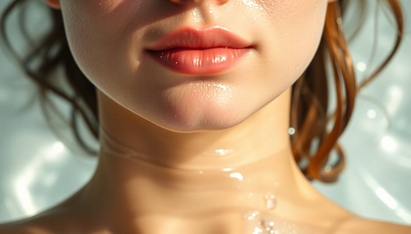 fresh, clean water droplets on glowing skin showing radiance and hydration from filtered water benefits