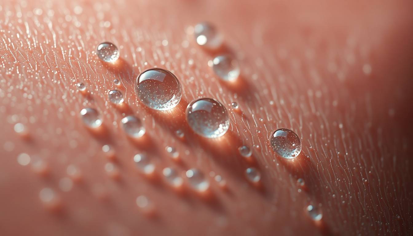 Close-up of tap water droplets showing chemical contamination, with scientific visualization of endocrine disruptors