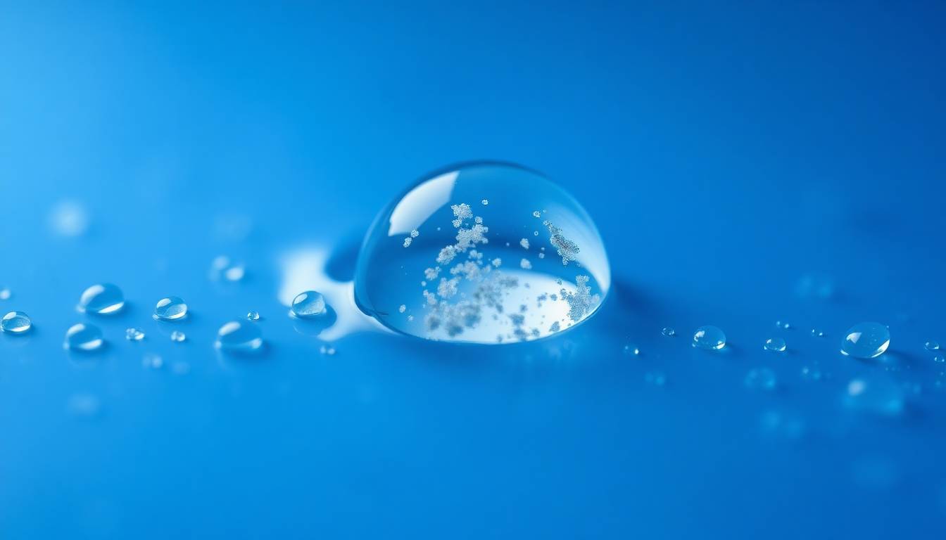 close-up of contaminated tap water with chemical residues and microscopic particles visible