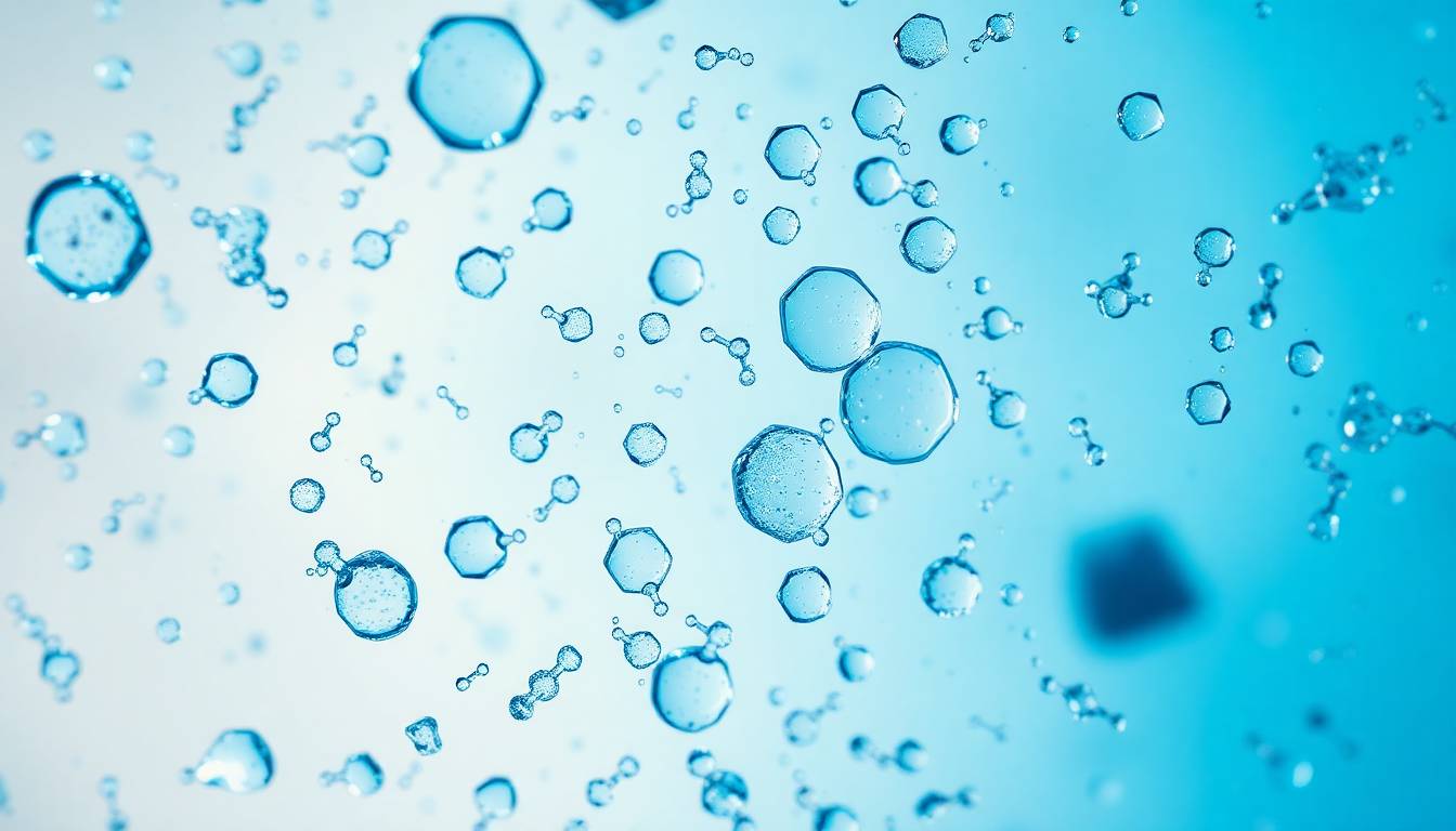 Close-up of pharmaceutical residue particles in tap water, microscopic view with water droplets, editorial pharmaceutical contamination visualization