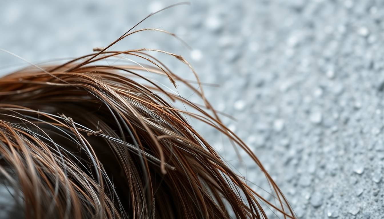 Close-up of dull, damaged hair texture affected by sulfur water contamination