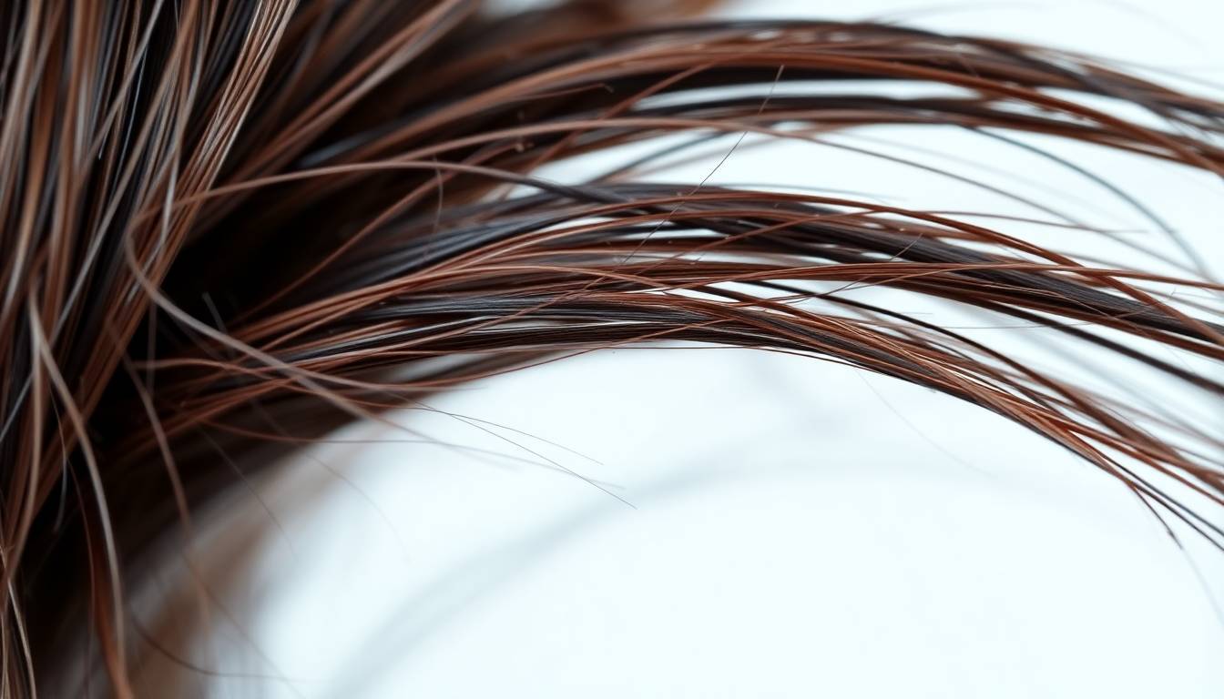 close-up of damaged, dull hair strands affected by hard water and chlorine