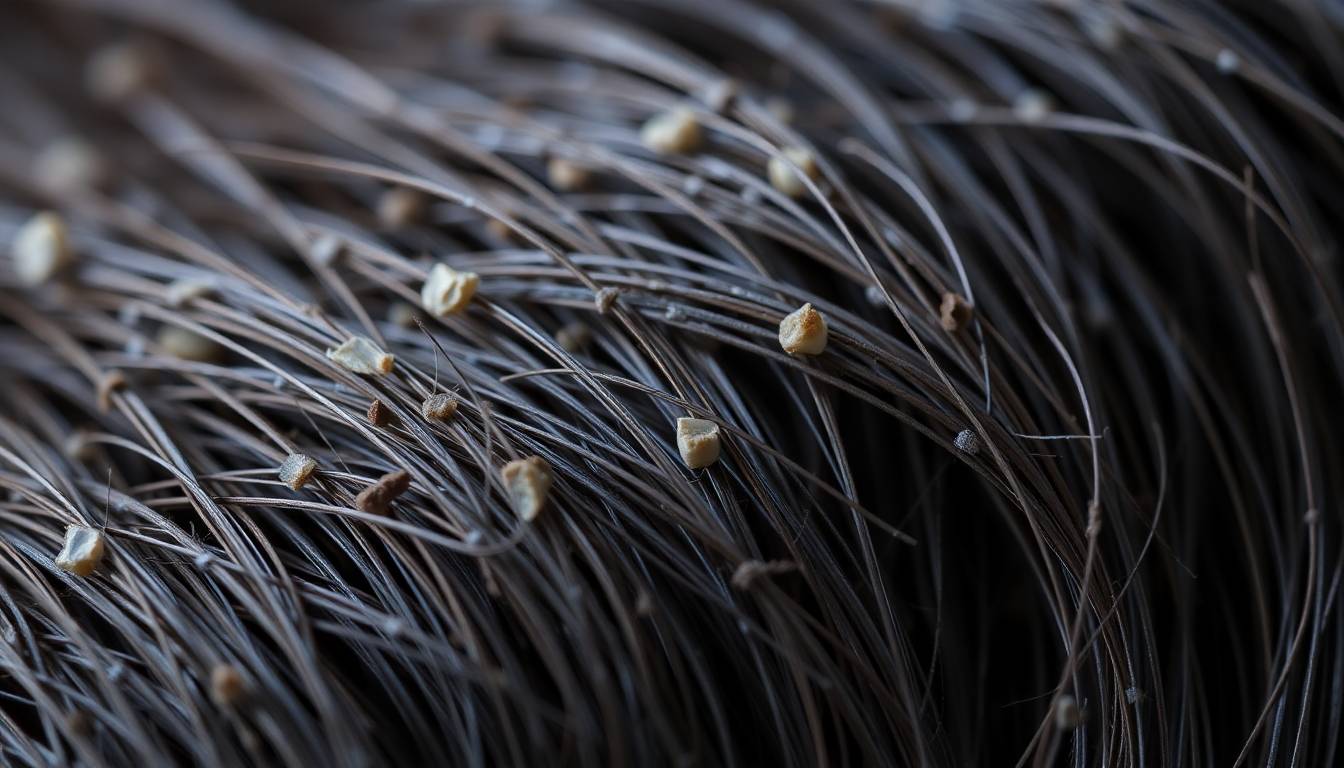 Close-up of dull, mineral-coated hair showing lack of shine and vibrancy
