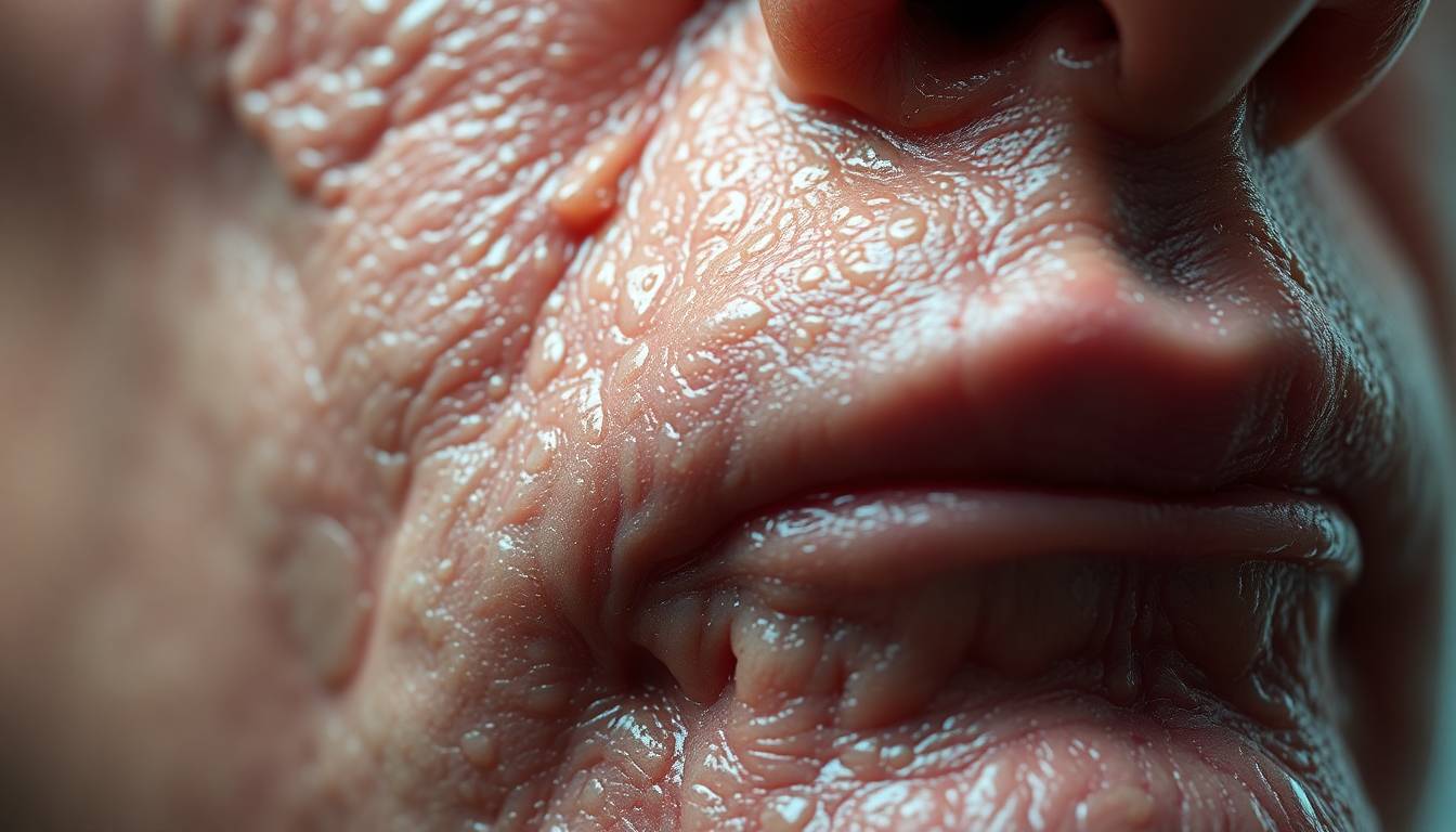 Close-up of dry irritated skin showing damage from hard water and chlorine exposure