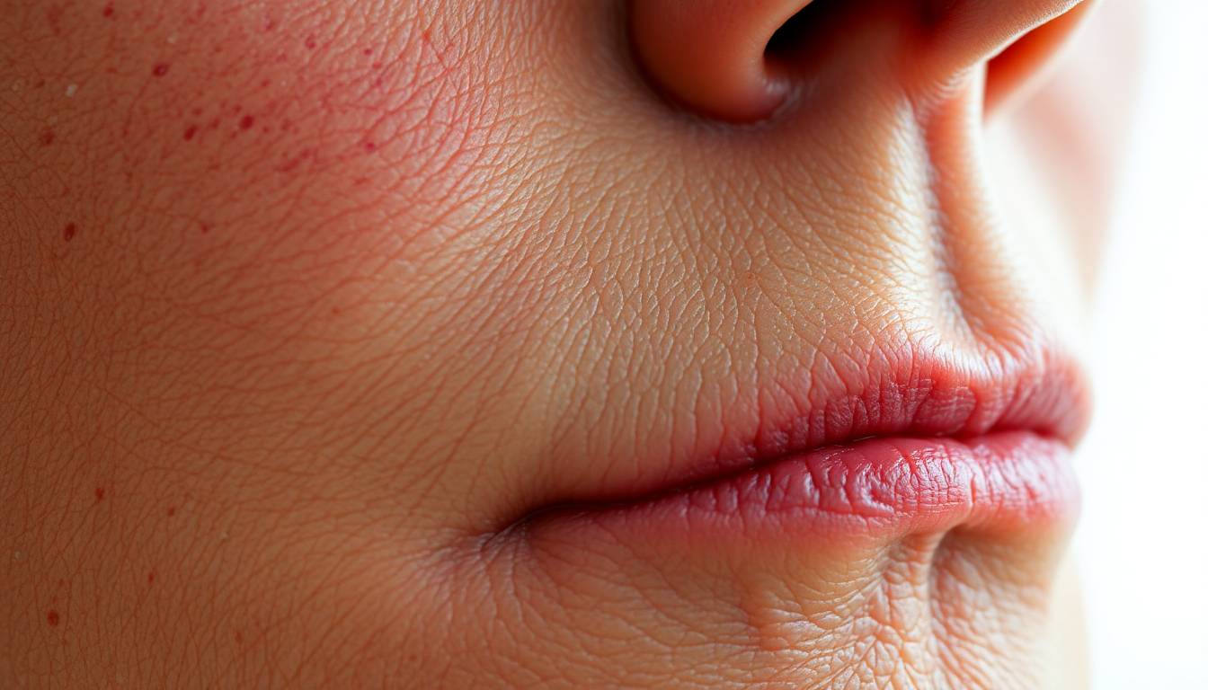 Close-up of compromised skin barrier showing redness, irritation and dryness from hard water exposure