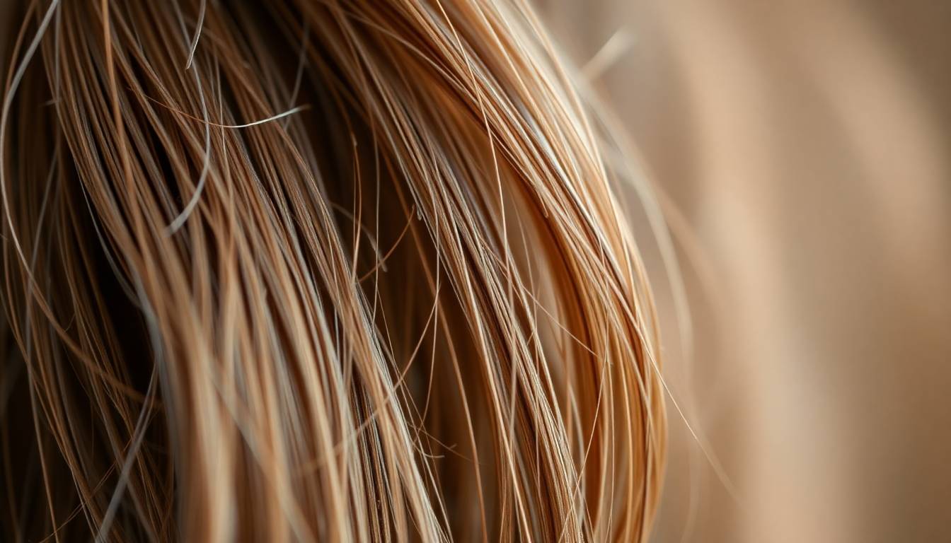 close-up of damaged hair strands showing brittleness and chemical buildup from unfiltered shower water